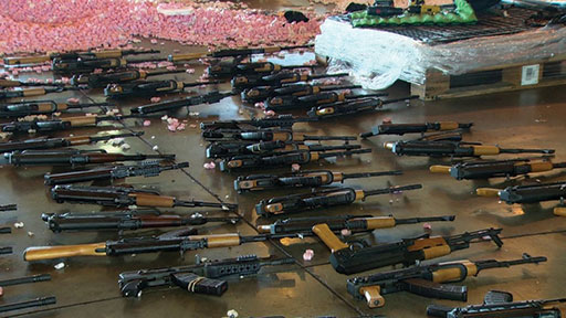 Assault rifles seized at at Rio de Janeiro International Airport's cargo facility
