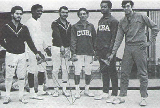 Members of Cuba's gold medal winning fencing team were on board