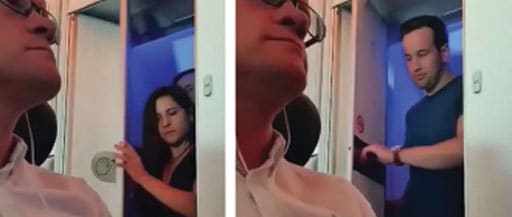 A couple were videoed leaving the toilets of a Virgin Atlantic flight operating to Miami on 4 July 2017  (Credit: David Eve/Facebook)