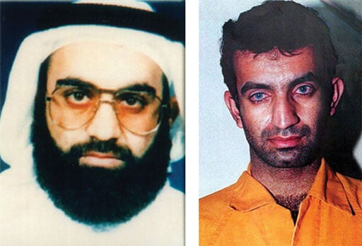 Khalid Sheikh Mohammed in 2001 (left - Credit: FBI) and Ramzi Yousef (right).