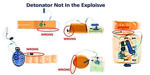 Detonator not in the explosive