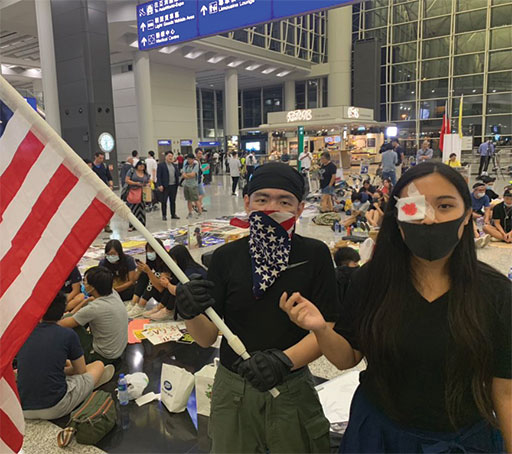 Protest at Chek Lap Kok International Airport on 14 August 2019 (Credit: Twitter)
