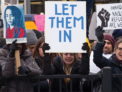Anti-Trump legislation protest on 28 January 2017 at New York's JFK airport