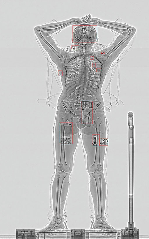 An image from Nuctech's HT2100 dual-view X-ray body scanner (Credit: Nuctech)