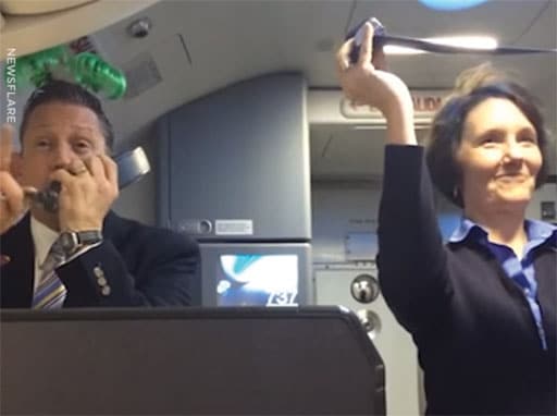 In 2015, this Southwest Airlines flight attendant went viral following his pre-flight safety briefing (Credit: Newsflare)