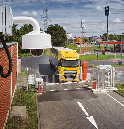 Bosch Secure Truck Parking says its parking solutions have high safety standards. Many areas are fenced, illuminated, monitored by video and can only be accessed through a barrier. Bosch image.