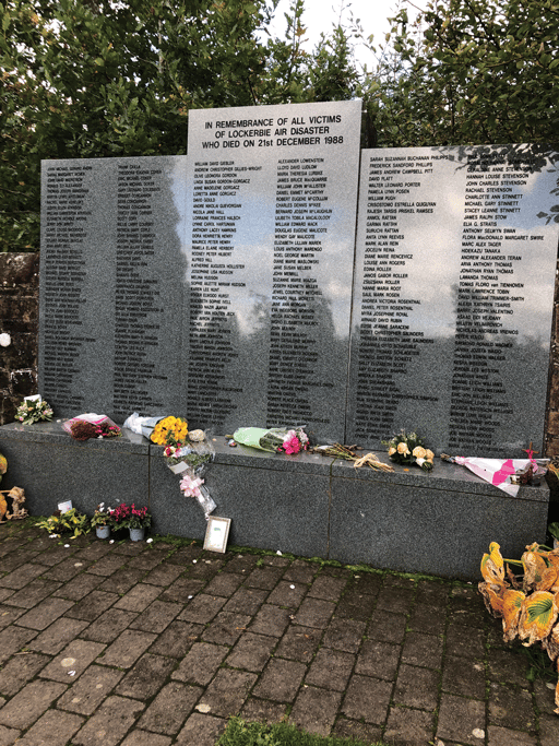 The Dryfesdale Cemetery Garden of Remembrance and Memorial to the victims of the bombing of Pan Am Flight 103 with photo credit: Image by Joy Finnegan.
