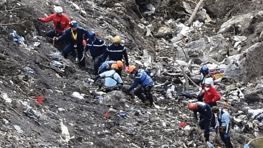 Graphic 5 – The wreckage from Germanwings flight 9525, an Airbus A320 that was intentionally crashed into the French Alps on March 24, 2015.